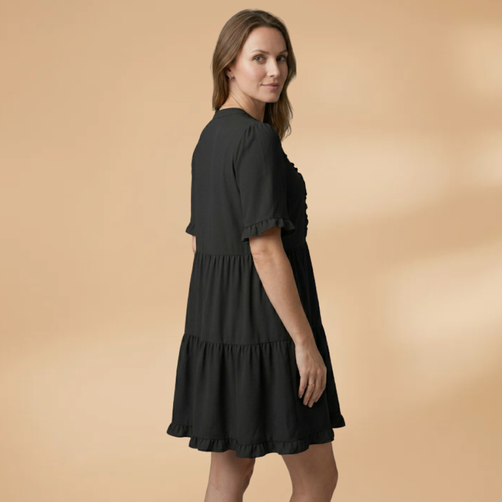 Mini Dress with V-neckline and short sleeves for Women