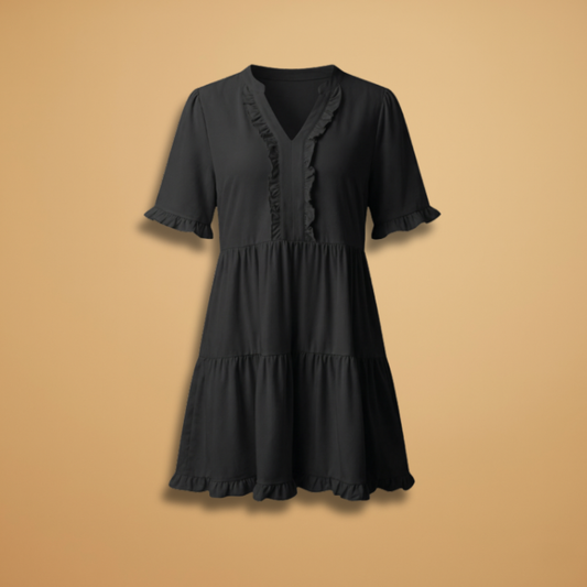Mini Dress with V-neckline and short sleeves for Women