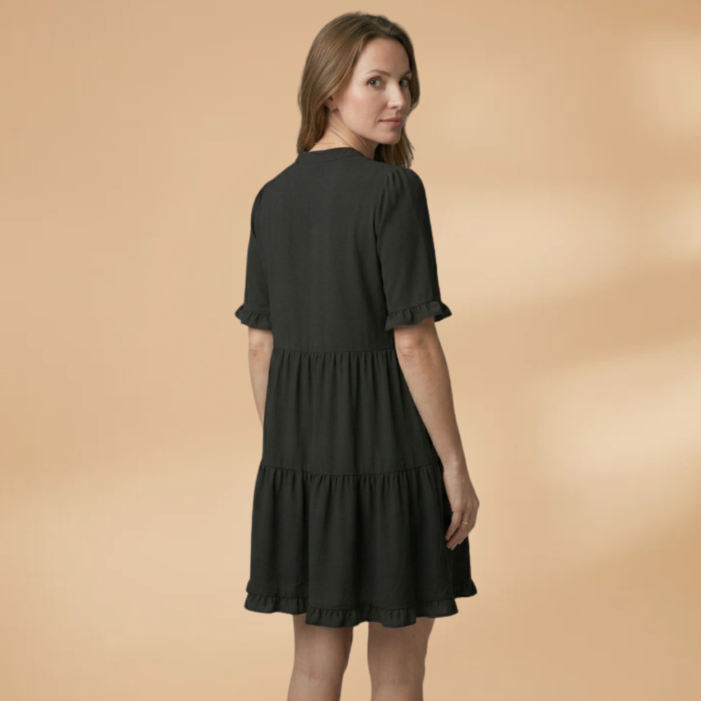 Mini Dress with V-neckline and short sleeves for Women