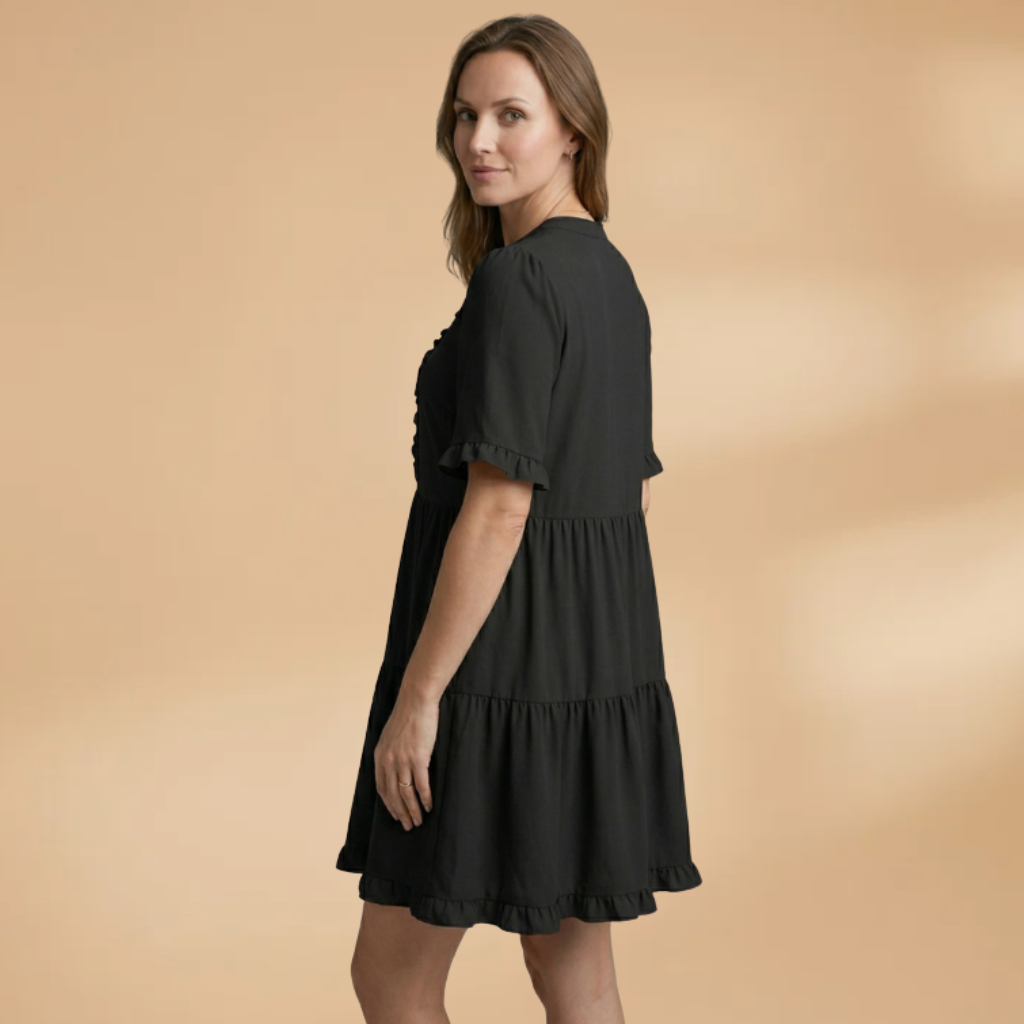 Mini Dress with V-neckline and short sleeves for Women