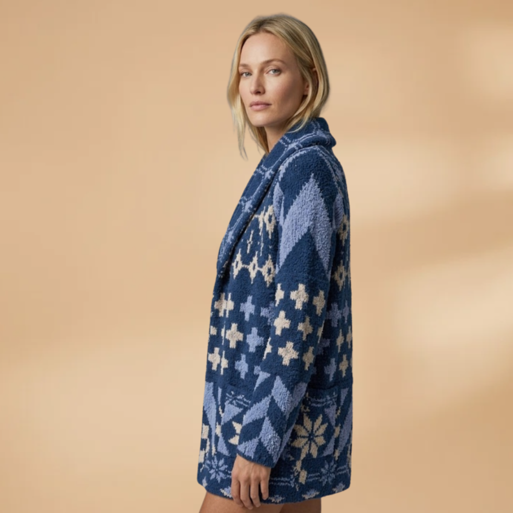 Oversized Cardigan with button fastening and collar for Women