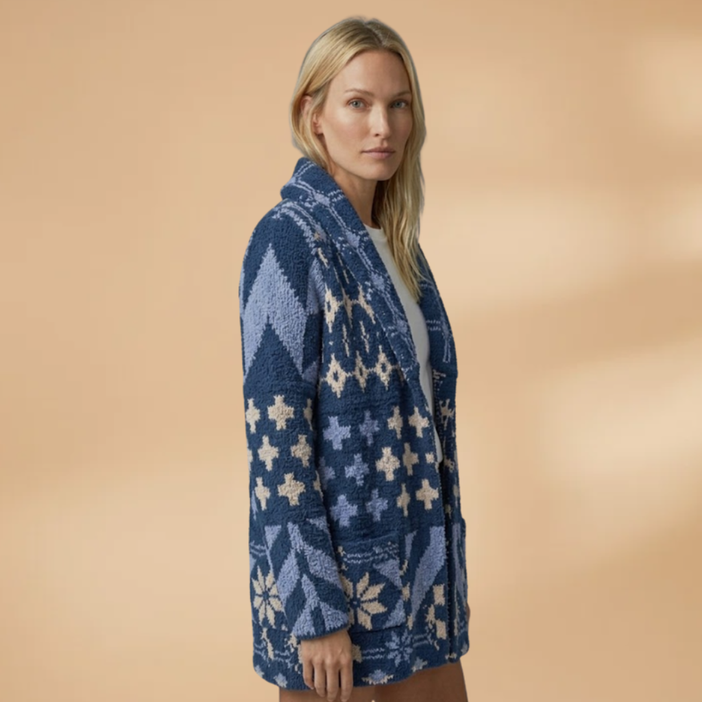 Oversized Cardigan with button fastening and collar for Women