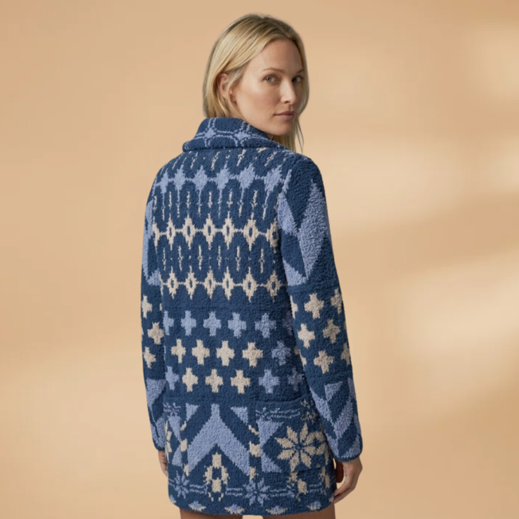 Oversized Cardigan with button fastening and collar for Women