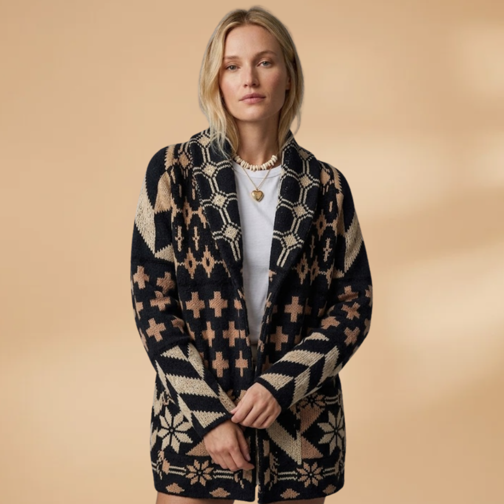 Oversized Cardigan with button fastening and collar for Women