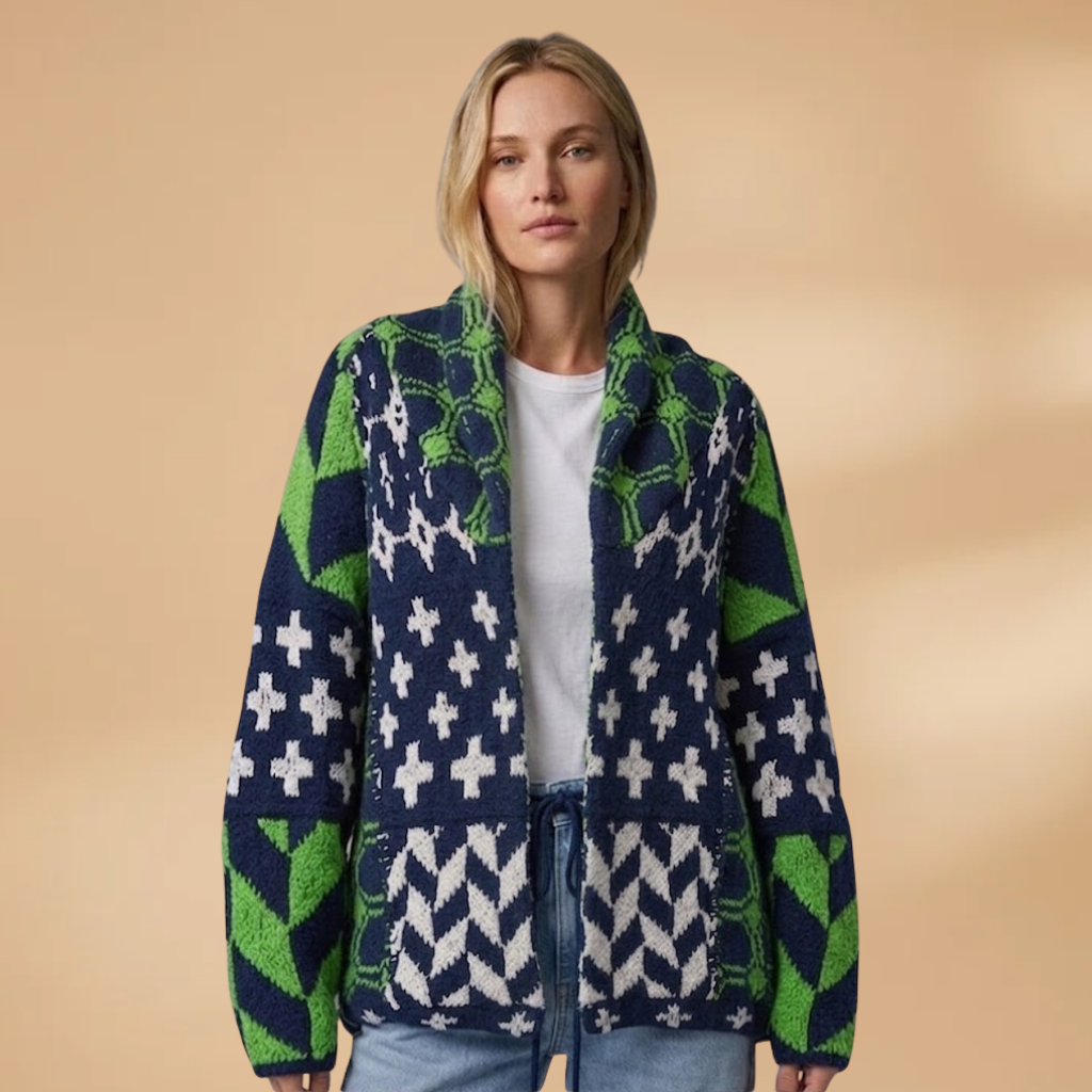 Oversized Cardigan with button fastening and collar for Women