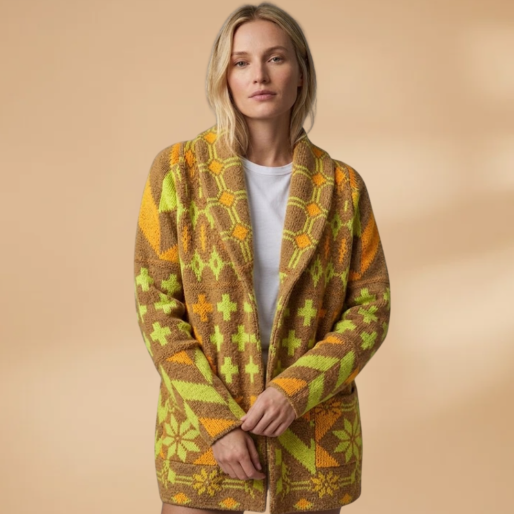 Oversized Cardigan with button fastening and collar for Women