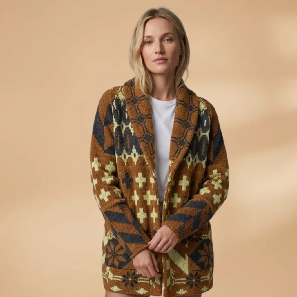 Oversized Cardigan with button fastening and collar for Women