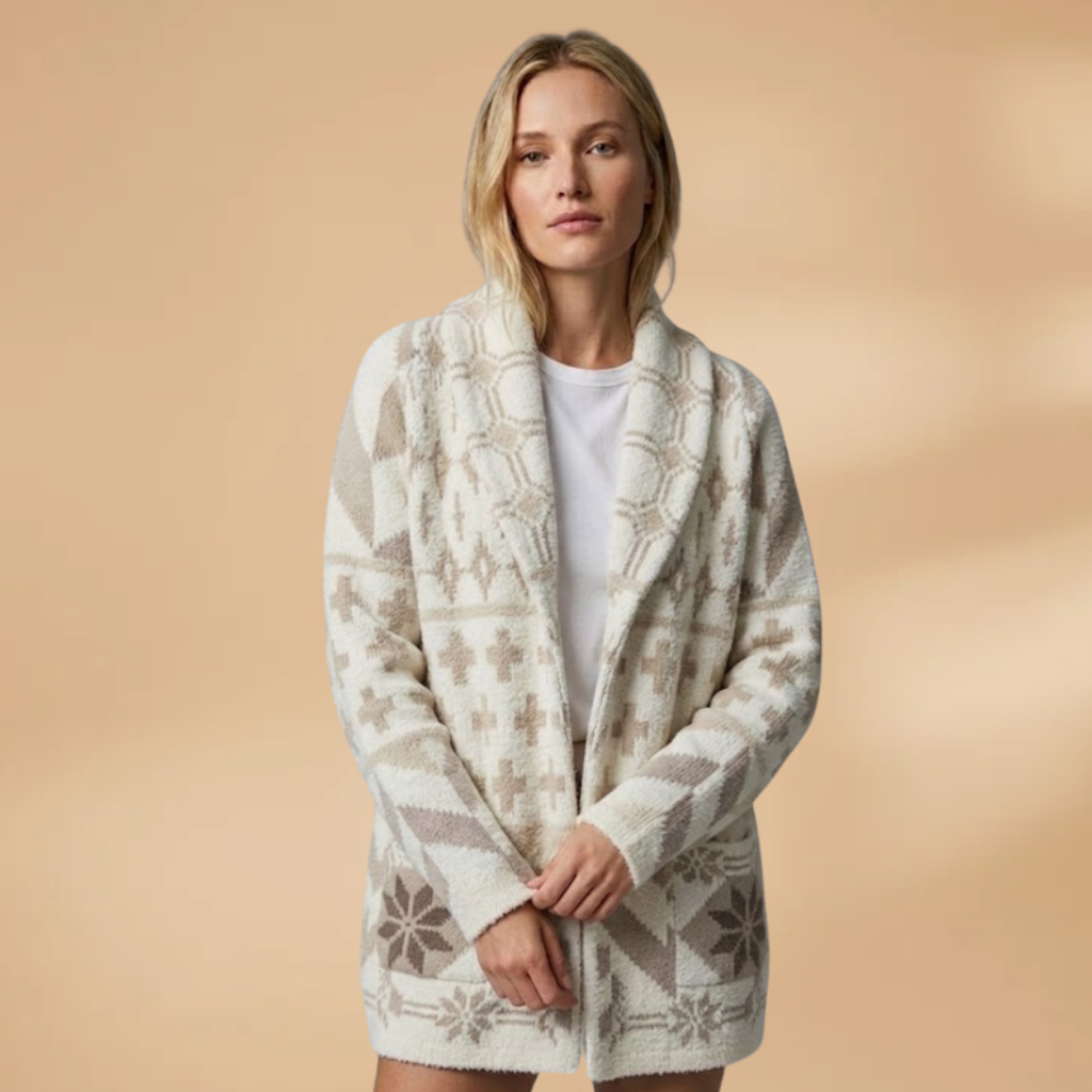 Oversized Cardigan with button fastening and collar for Women