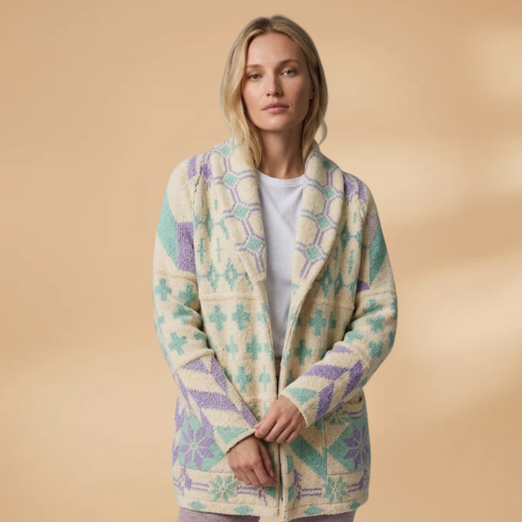 Oversized Cardigan with button fastening and collar for Women