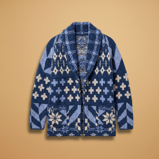 Oversized Cardigan with button fastening and collar for Women