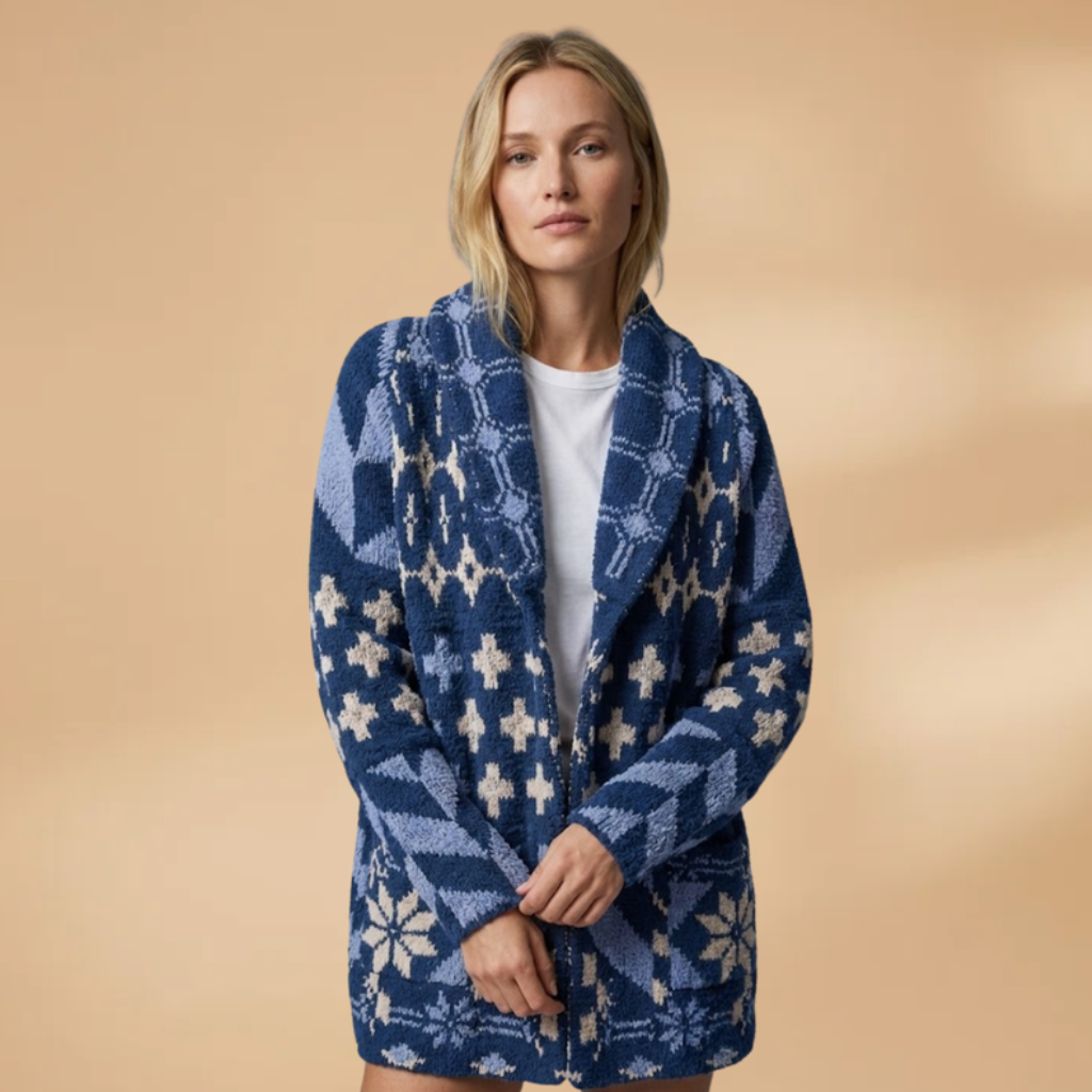 Oversized Cardigan with button fastening and collar for Women