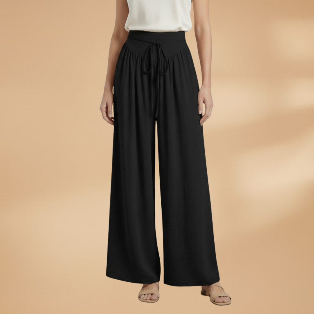 Palazzo Pants with Elastic Waistband and Drawstring for Women