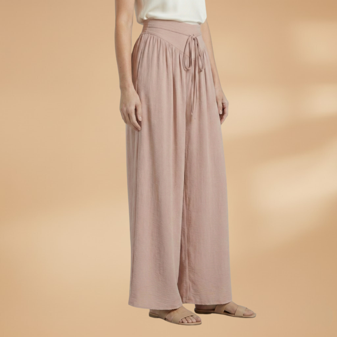 Palazzo Pants with Elastic Waistband and Drawstring for Women