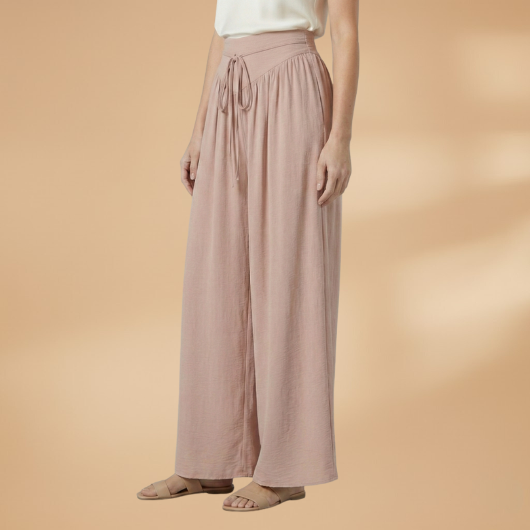 Palazzo Pants with Elastic Waistband and Drawstring for Women