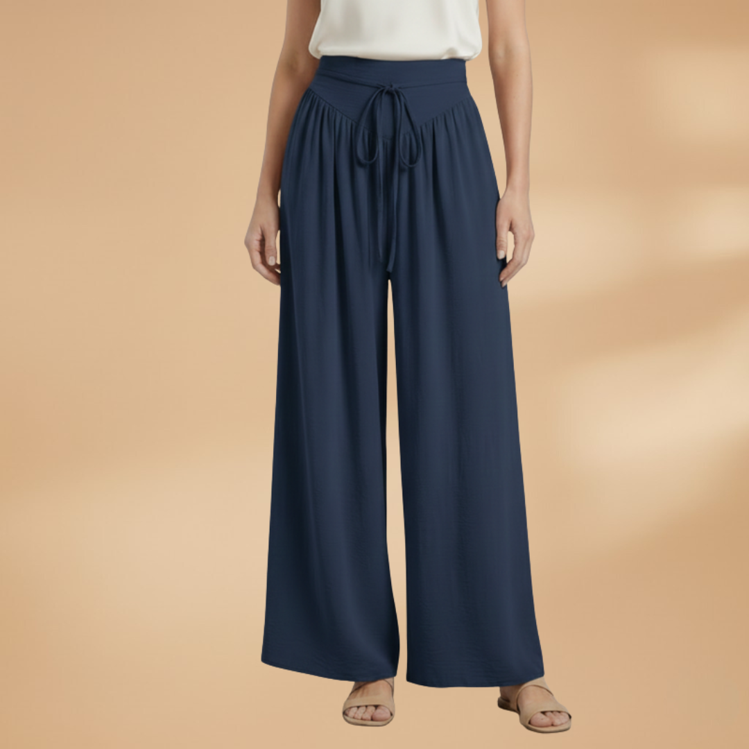Palazzo Pants with Elastic Waistband and Drawstring for Women