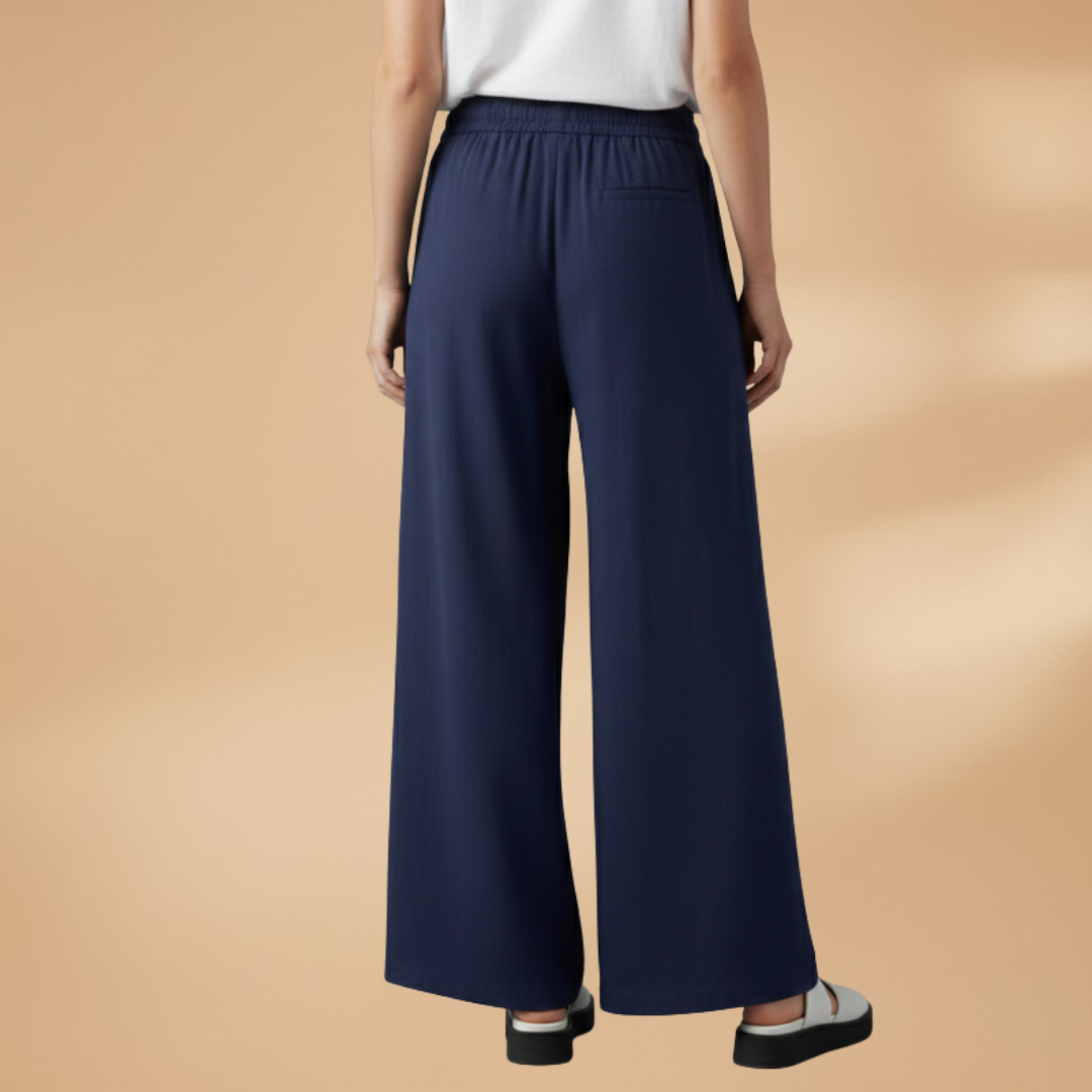 Palazzo Pants with Elastic Waistband and Pockets for Women