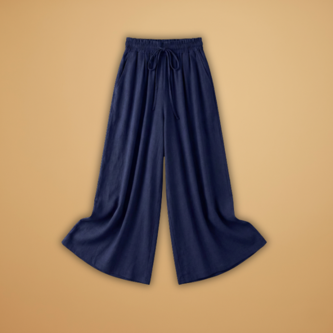 Palazzo Pants with Elastic Waistband and Pockets for Women