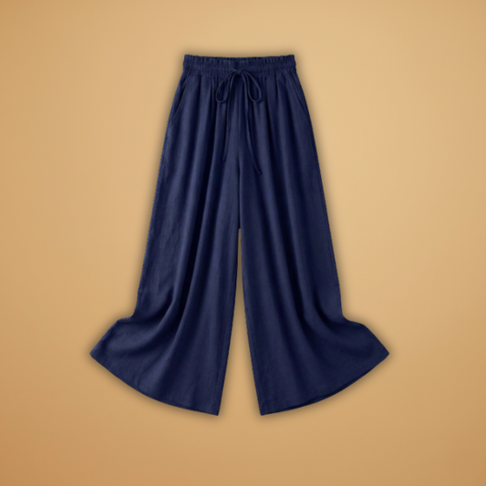 Palazzo Pants with Elastic Waistband and Pockets for Women