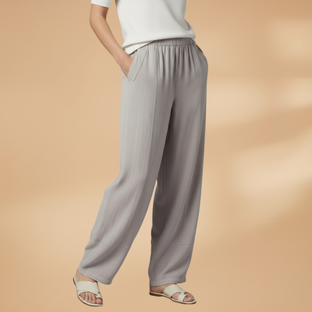 Palazzo Pants with Elastic Waistband and Pockets for Women