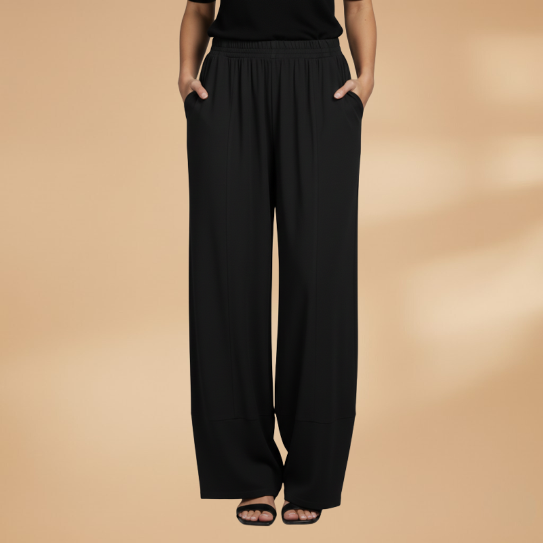 Palazzo Pants with Elastic Waistband and Pockets for Women