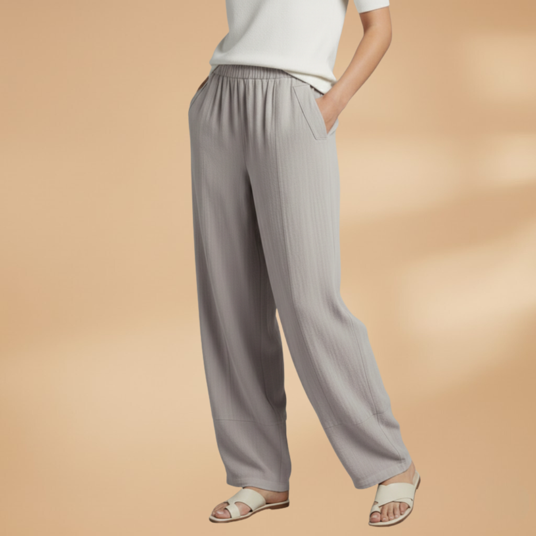 Palazzo Pants with Elastic Waistband and Pockets for Women