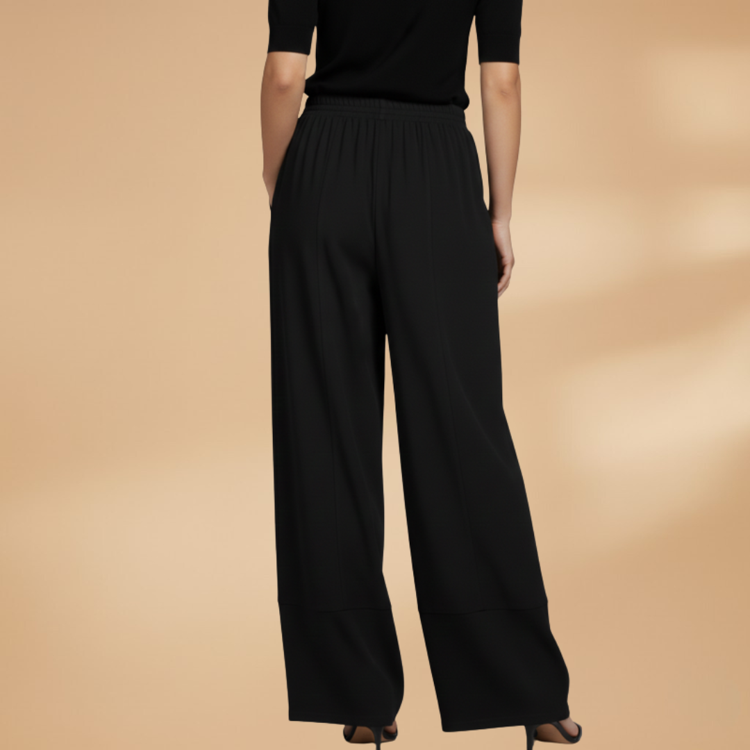 Palazzo Pants with Elastic Waistband and Pockets for Women