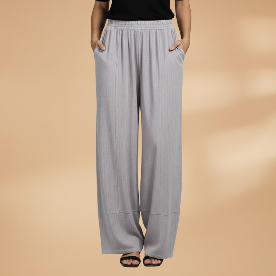Palazzo Pants with Elastic Waistband and Pockets for Women
