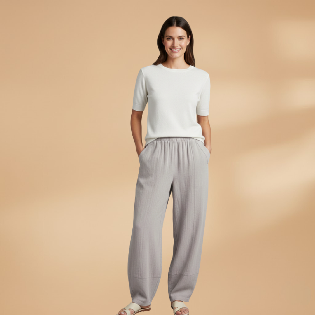 Palazzo Pants with Elastic Waistband and Pockets for Women