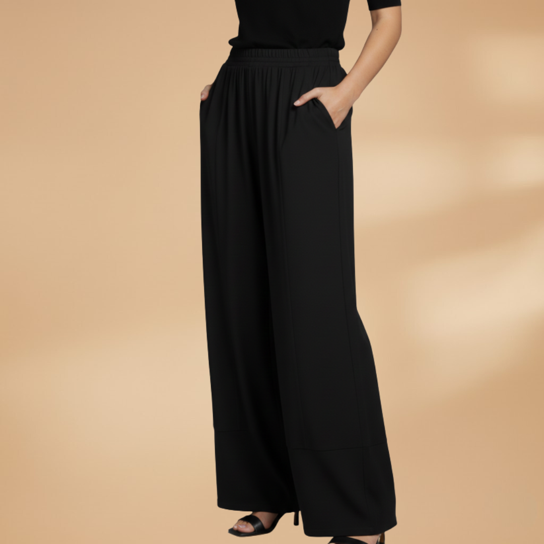 Palazzo Pants with Elastic Waistband and Pockets for Women