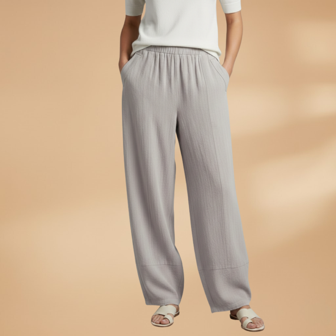 Palazzo Pants with Elastic Waistband and Pockets for Women