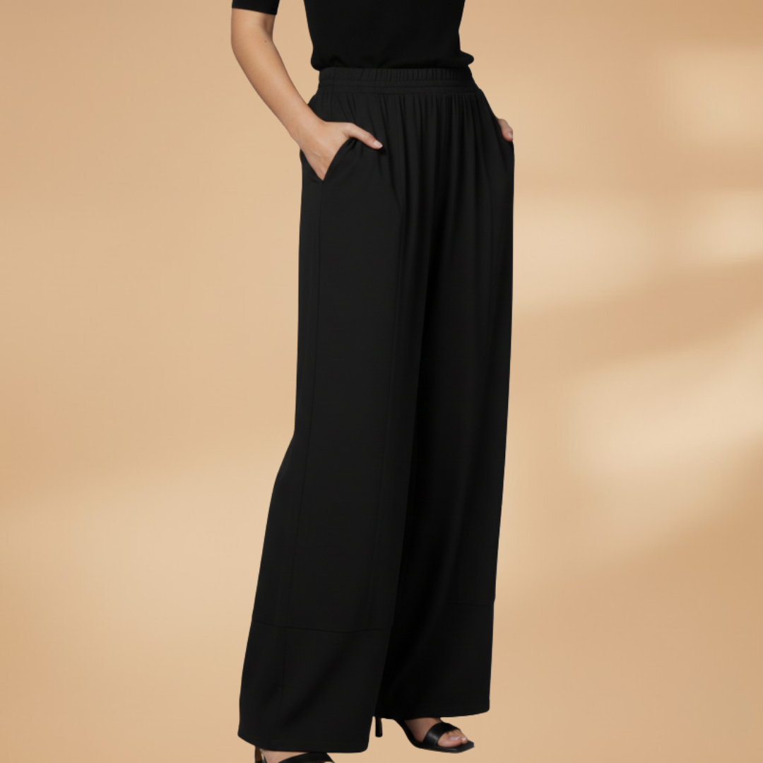 Palazzo Pants with Elastic Waistband and Pockets for Women