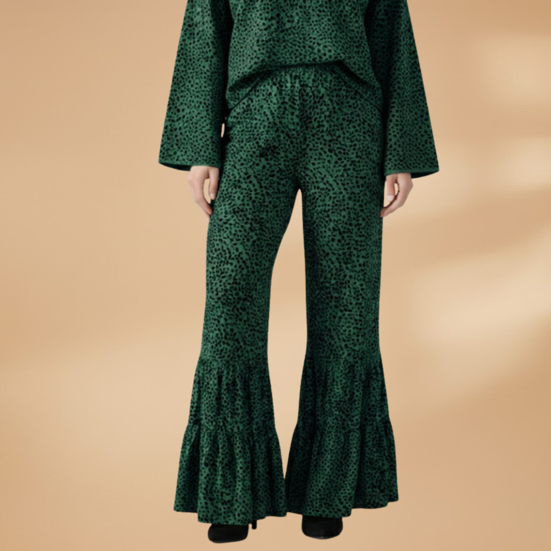 Palazzo Pants with Elastic Waistband and Printed Surface for Women