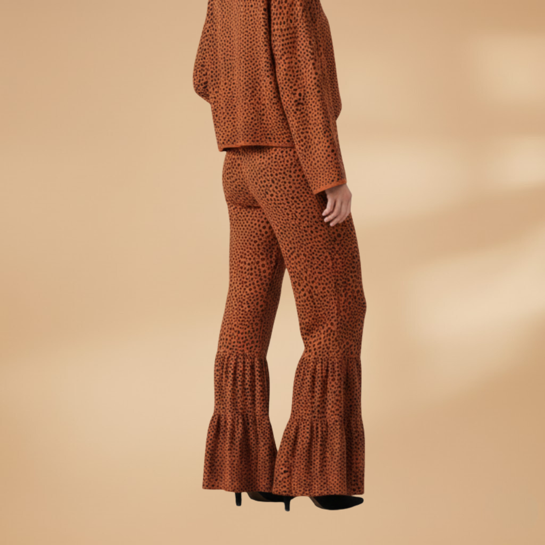 Palazzo Pants with Elastic Waistband and Printed Surface for Women