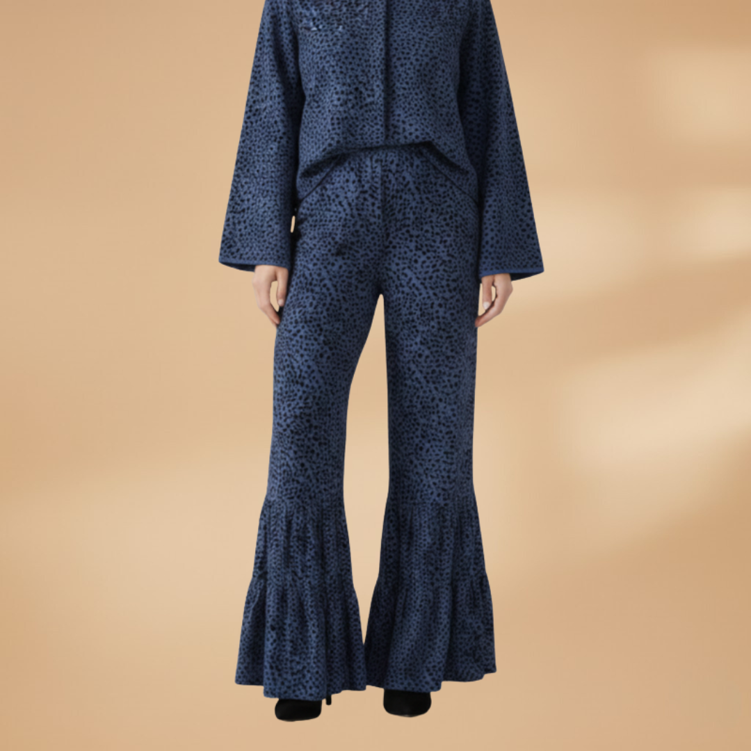 Palazzo Pants with Elastic Waistband and Printed Surface for Women