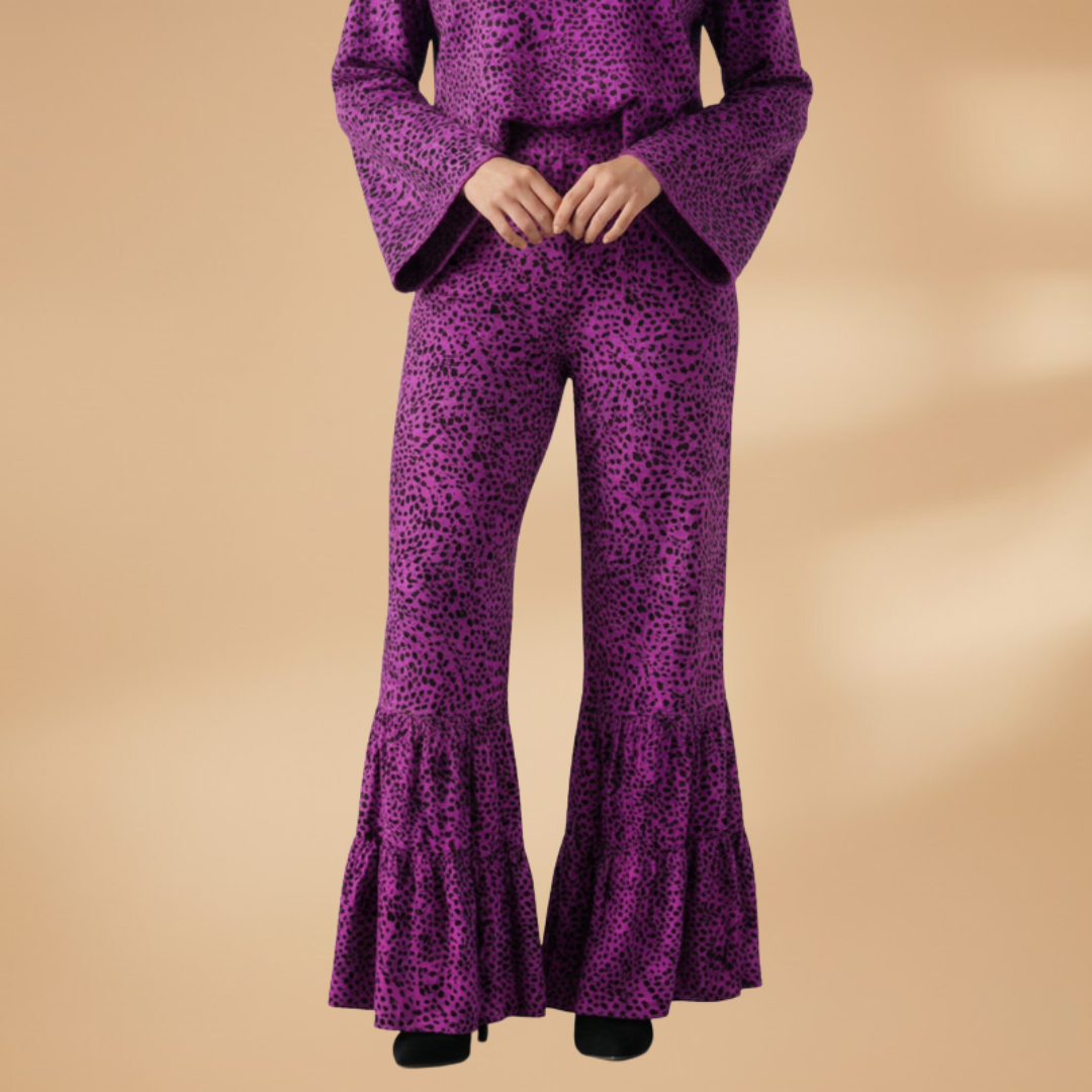Palazzo Pants with Elastic Waistband and Printed Surface for Women