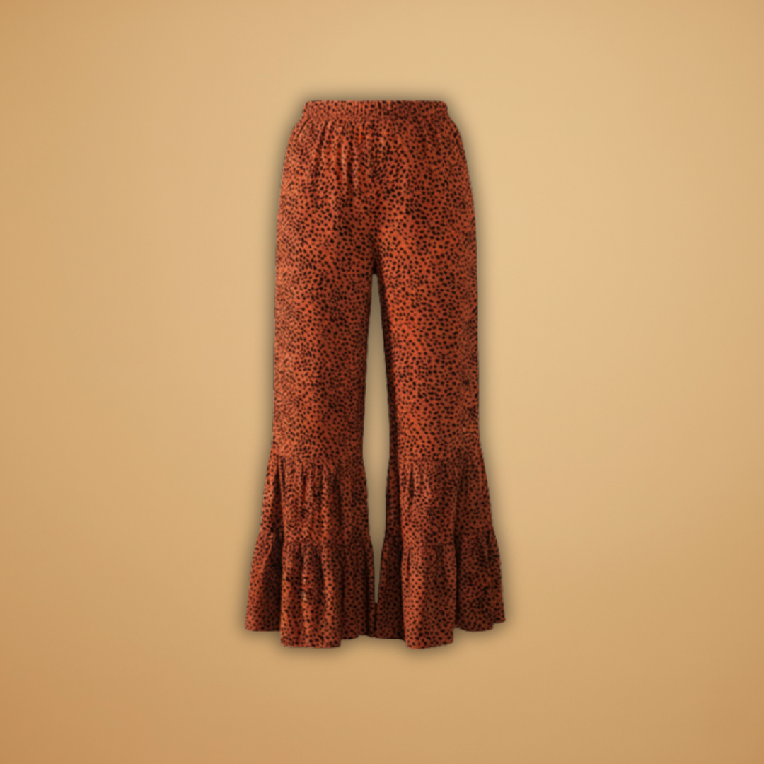 Palazzo Pants with Elastic Waistband and Printed Surface for Women
