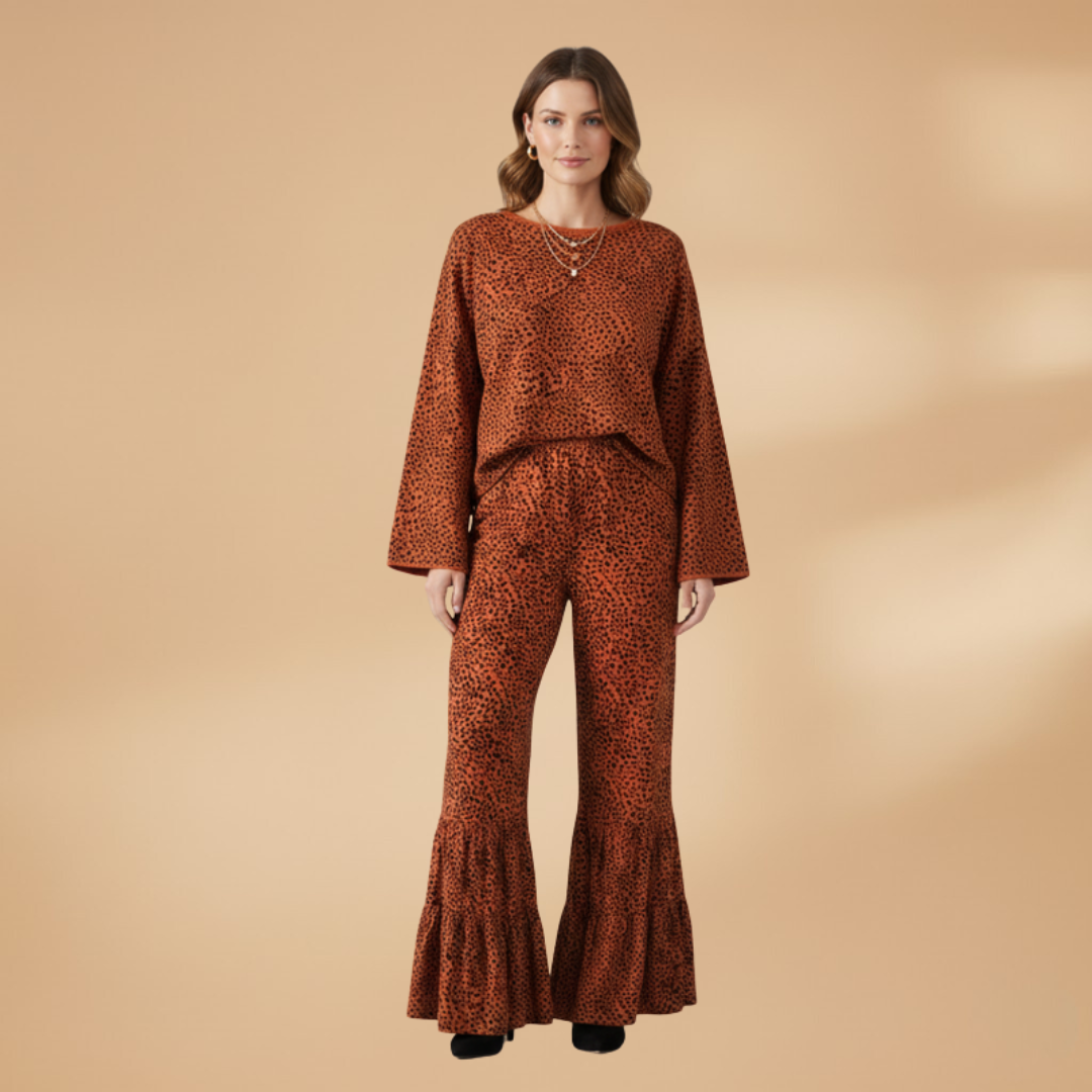 Palazzo Pants with Elastic Waistband and Printed Surface for Women