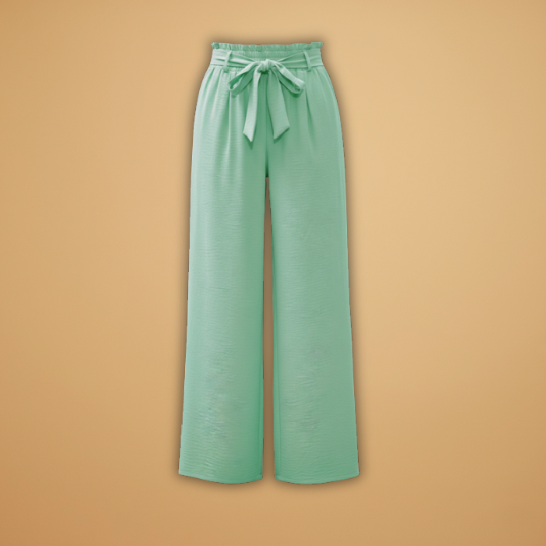 Palazzo Pants with Elastic Waistband and Side Pockets for Women
