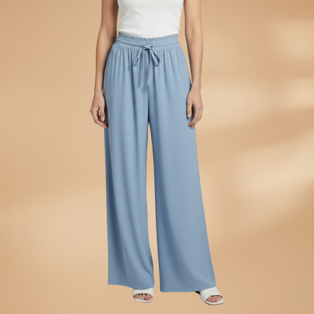Palazzo Pants with Elastic Waistband and Side Pockets for Women