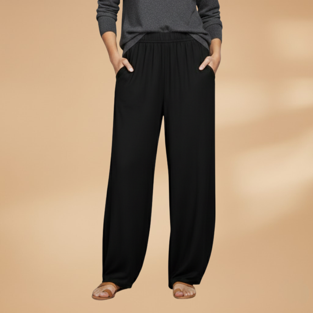 Palazzo Pants with Elastic Waistband and Side Pockets for Women