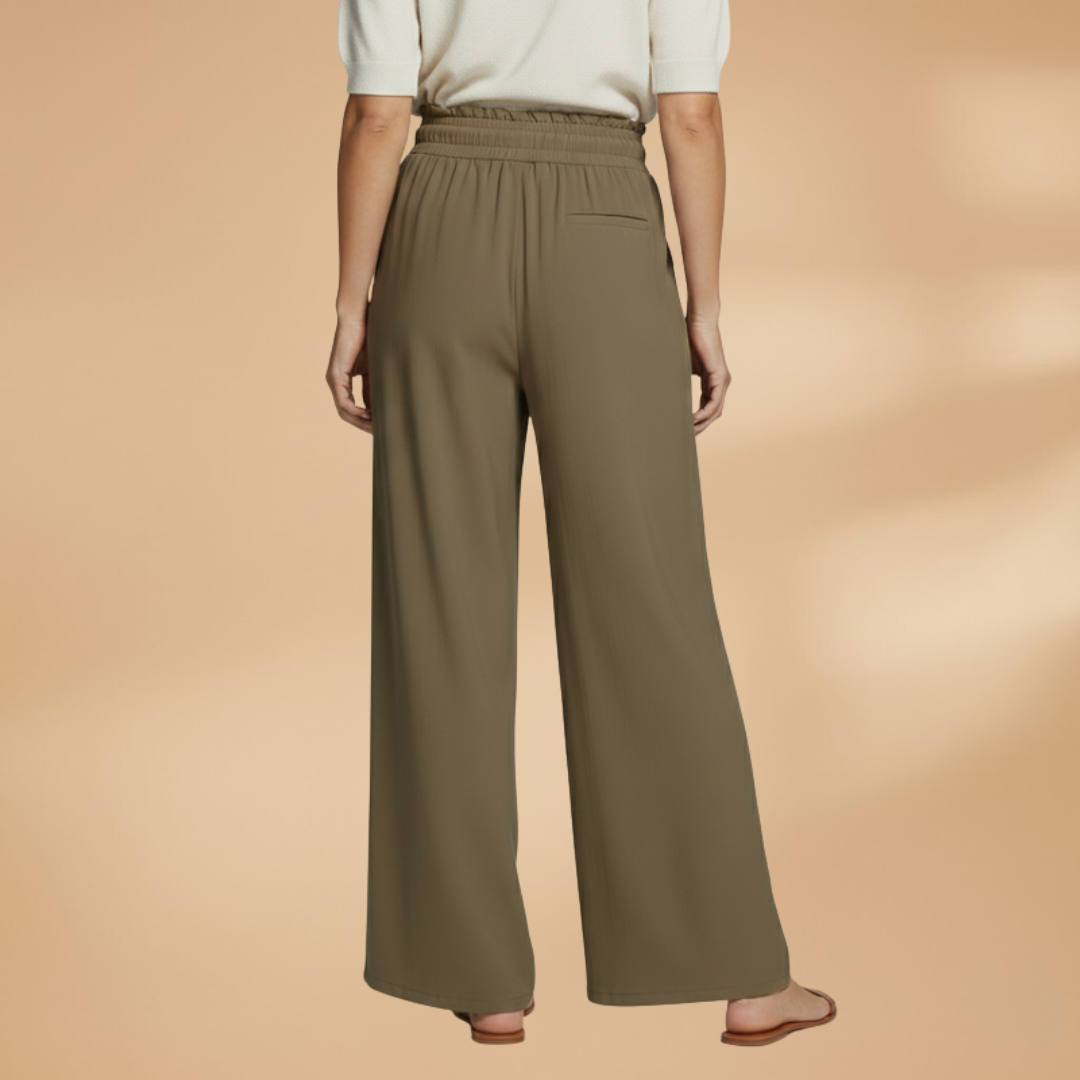 Womens Palazzo Pants With Elastic Waistband And Side Pockets