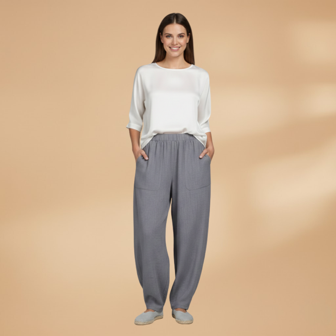 Palazzo Pants with Elastic Waistband and Side Pockets for Women