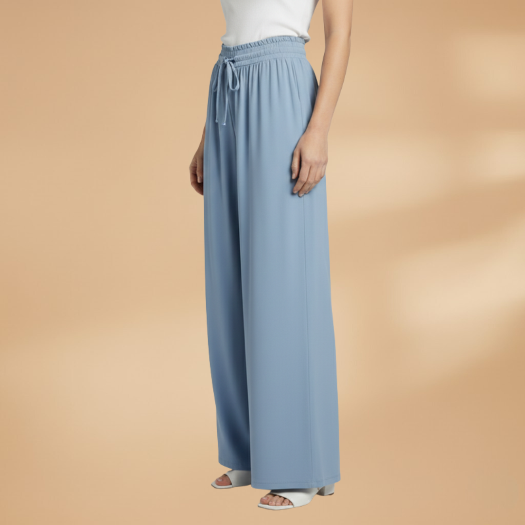 Palazzo Pants with Elastic Waistband and Side Pockets for Women