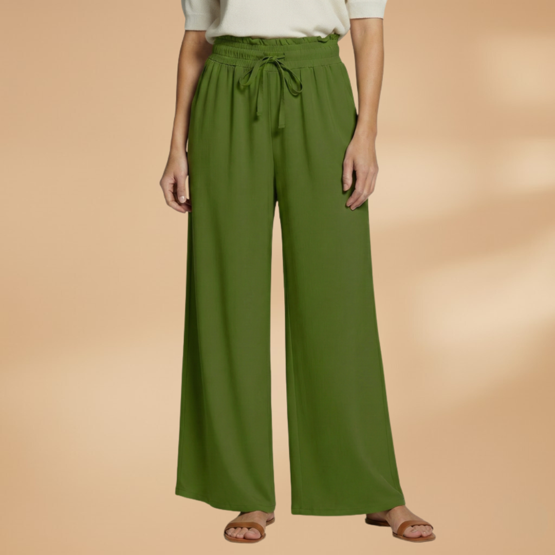 Womens Palazzo Pants With Elastic Waistband And Side Pockets