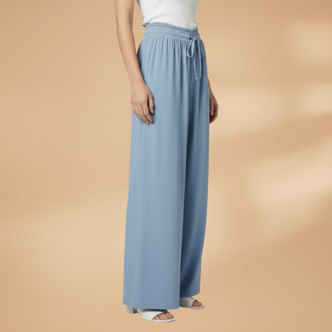 Palazzo Pants with Elastic Waistband and Side Pockets for Women