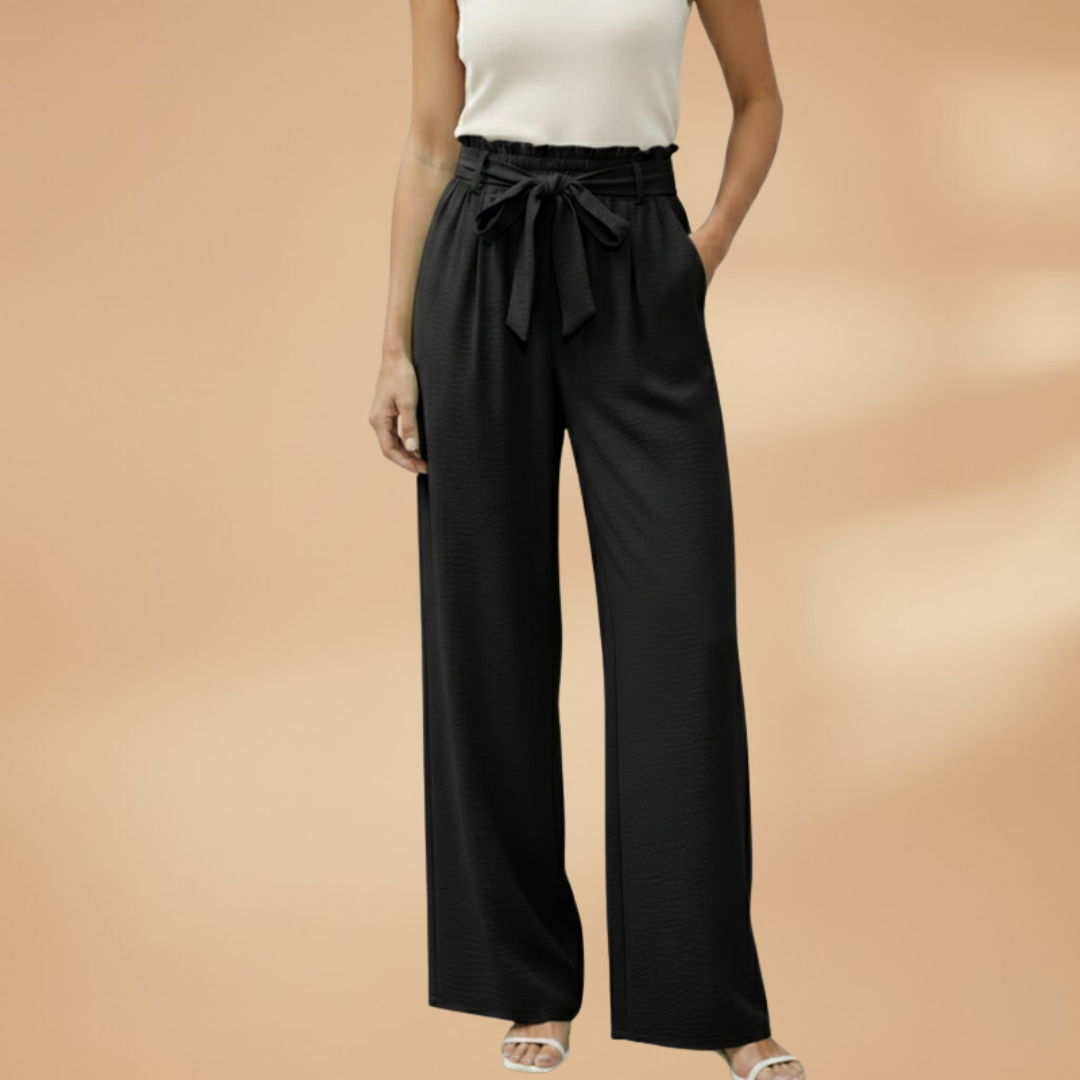 Palazzo Pants with Elastic Waistband and Side Pockets for Women