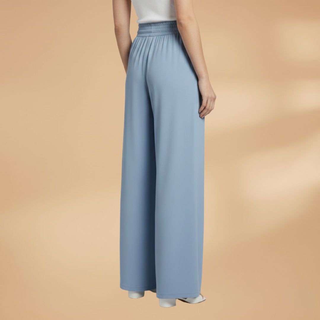 Palazzo Pants with Elastic Waistband and Side Pockets for Women