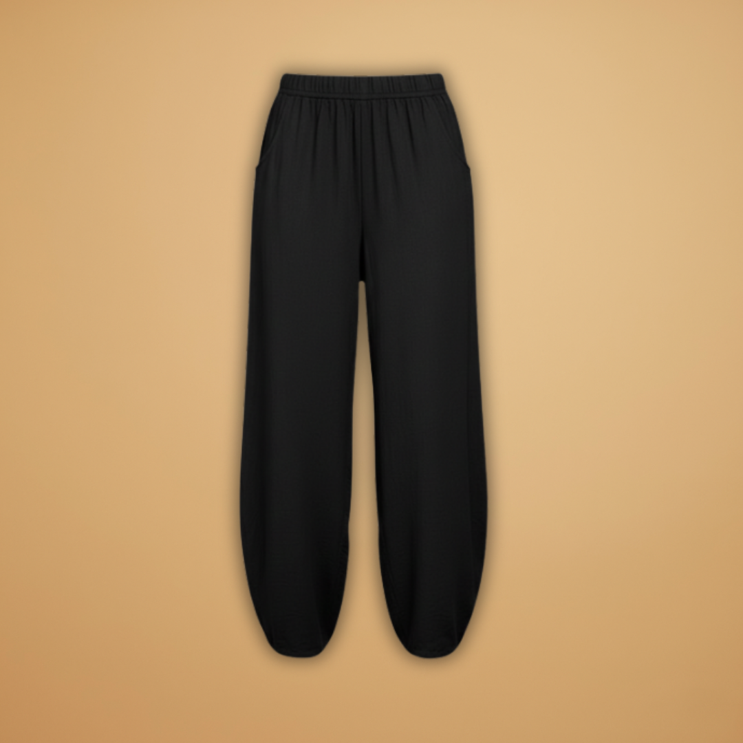 Palazzo Pants with Elastic Waistband and Side Pockets for Women