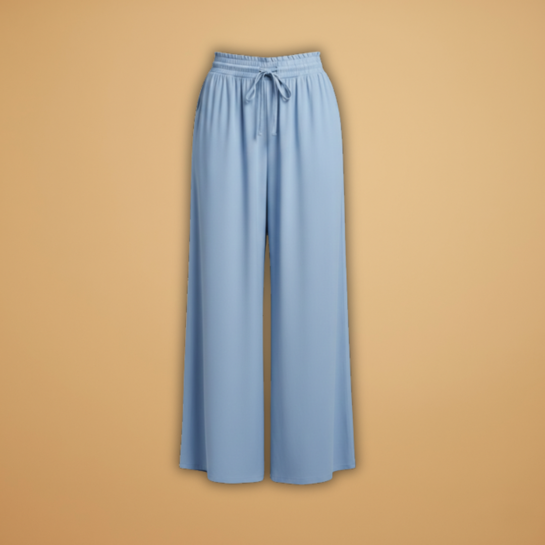 Palazzo Pants with Elastic Waistband and Side Pockets for Women