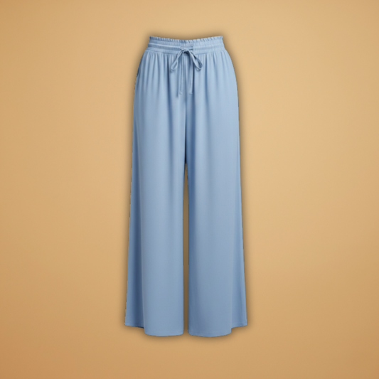 Palazzo Pants with Elastic Waistband and Side Pockets for Women